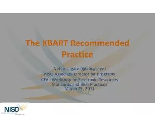 The KBART Recommended Practice