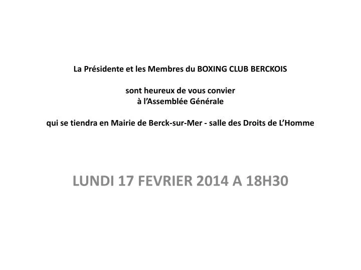 lundi 17 fevrier 2014 a 18h30