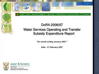 DoRA 2006/07 Water Services Operating and Transfer Subsidy Expenditure Report