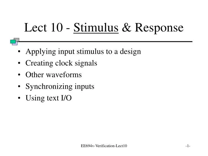 lect 10 stimulus response