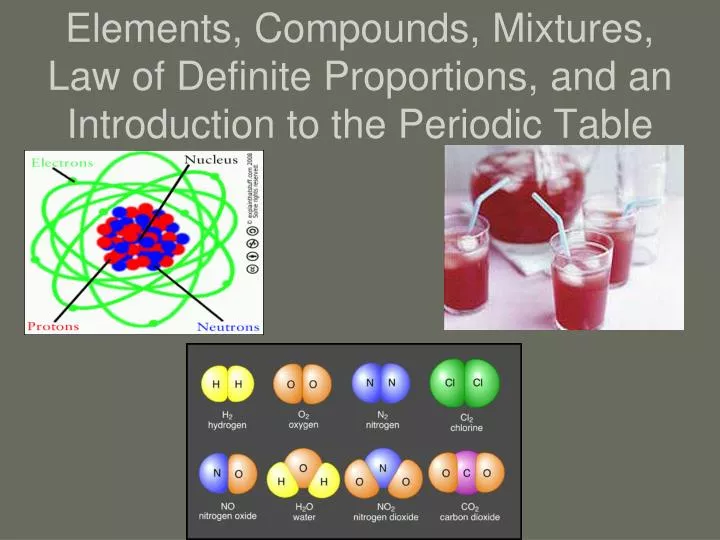 elements compounds mixtures law of definite proportions and an introduction to the periodic table
