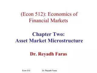 2.1 Financial Markets: functions and Participants