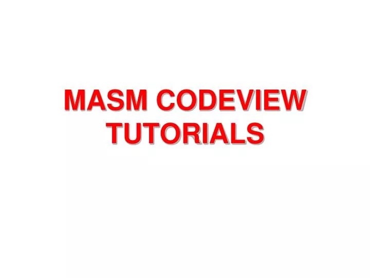 masm codeview tutorials
