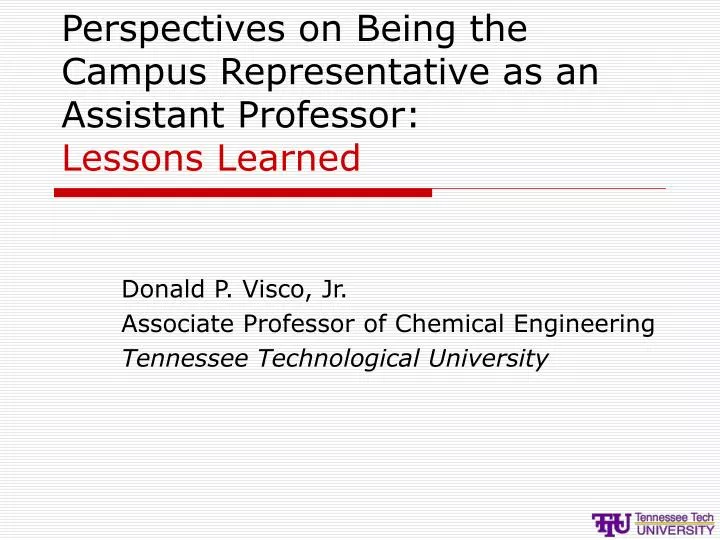 perspectives on being the campus representative as an assistant professor lessons learned