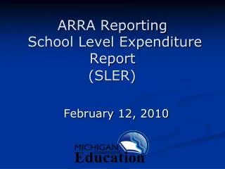 ARRA Reporting School Level Expenditure Report