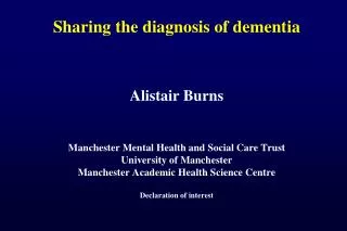 Sharing the diagnosis of dementia