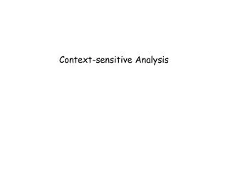 Context-sensitive Analysis