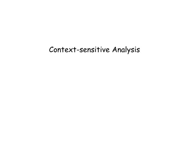 context sensitive analysis