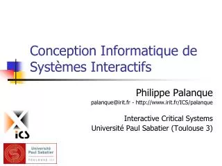 conception informatique de syst mes interactifs