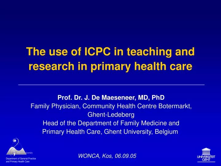 the use of icpc in teaching and research in primary health care