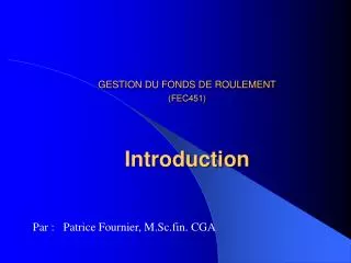 gestion du fonds de roulement fec451 introduction