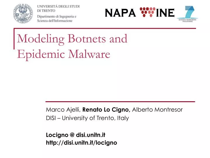 modeling botnets and epidemic malware