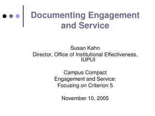 Documenting Engagement and Service