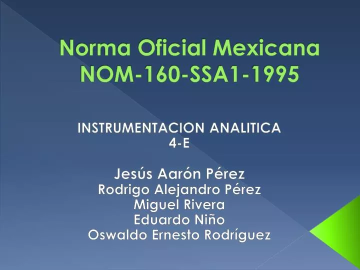 norma oficial mexicana nom 160 ssa1 1995