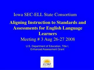 U.S. Department of Education, Title I, Enhanced Assessment Grant