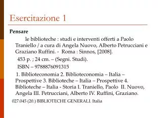 esercitazione 1