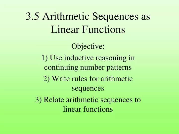 3 5 arithmetic sequences as linear functions