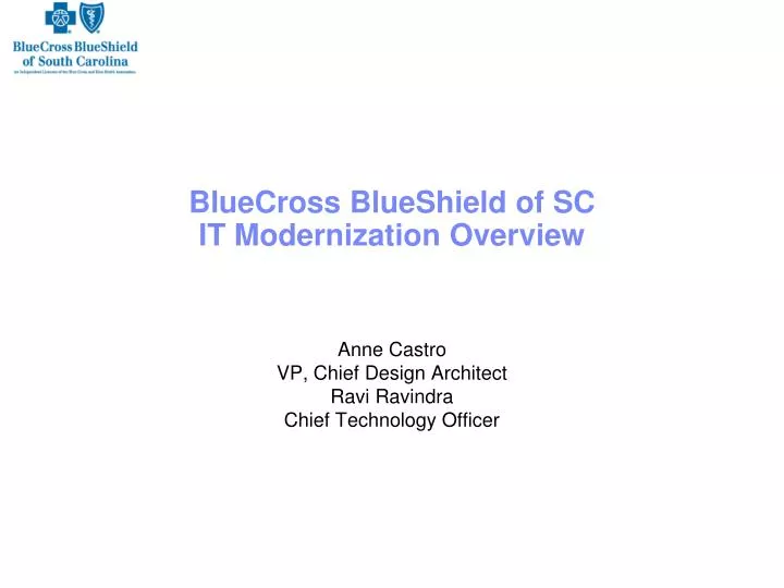 bluecross blueshield of sc it modernization overview