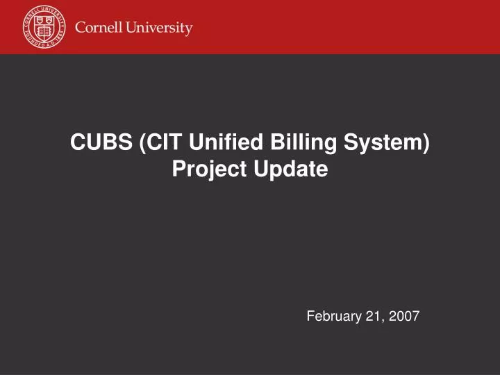 cubs cit unified billing system project update