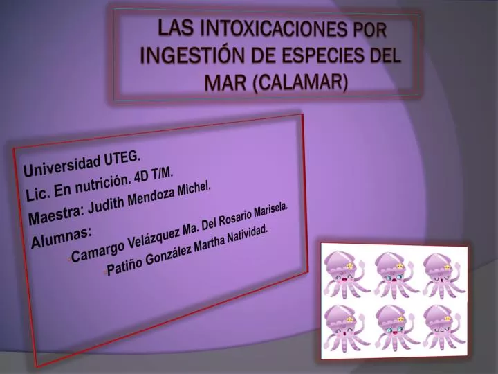 las intoxicaciones por ingesti n de especies del mar calamar