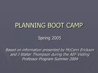 PLANNING BOOT CAMP