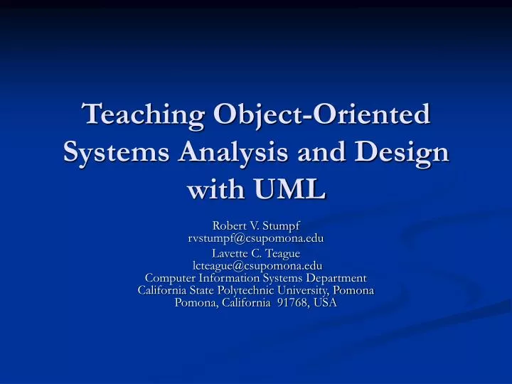 teaching object oriented systems analysis and design with uml