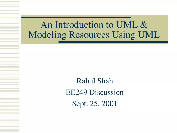 an introduction to uml modeling resources using uml