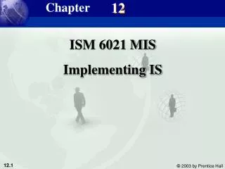 ISM 6021 MIS Implementing IS