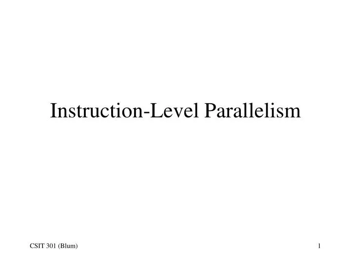 instruction level parallelism