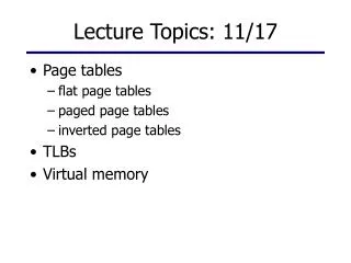 Lecture Topics: 11/17