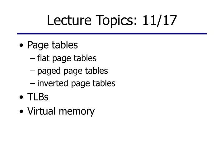 lecture topics 11 17