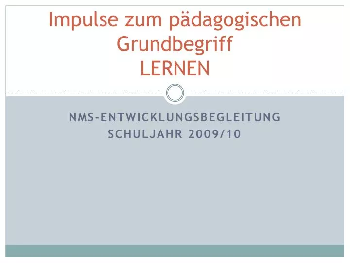 impulse zum p dagogischen grundbegriff lernen