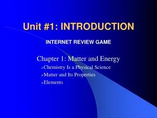 Unit #1: INTRODUCTION