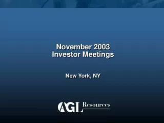 November 2003 Investor Meetings New York, NY