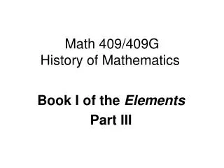 Math 409/409G History of Mathematics