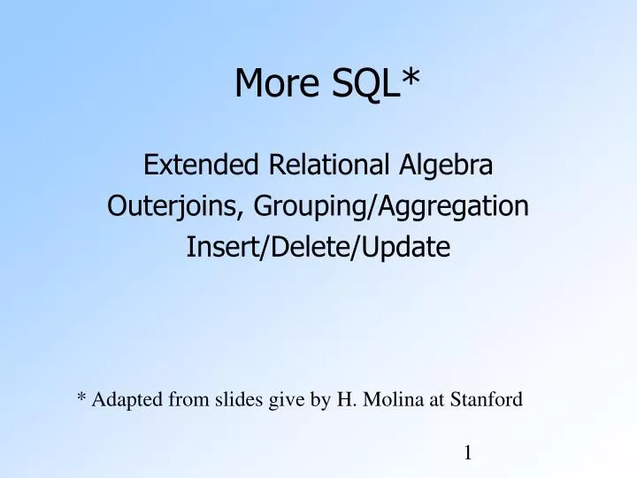 extended relational algebra outerjoins grouping aggregation insert delete update