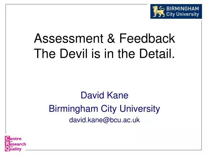 assessment feedback the devil is in the detail