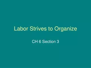 Labor Strives to Organize