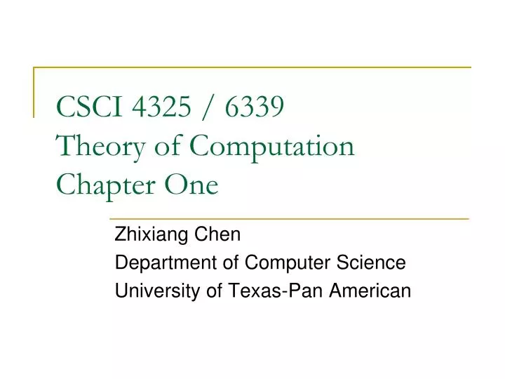 csci 4325 6339 theory of computation chapter one