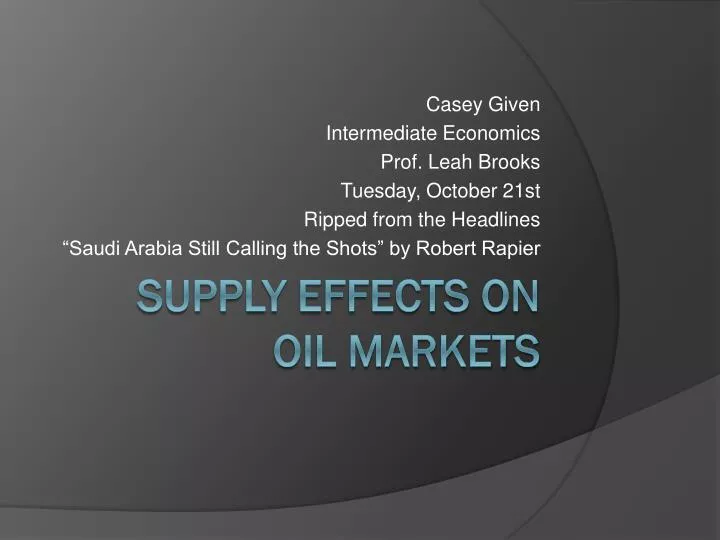 supply effects on oil markets