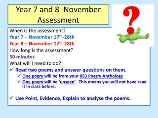 Year 7 and 8 November Assessment