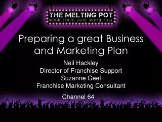 Preparing a great Business and Marketing Plan