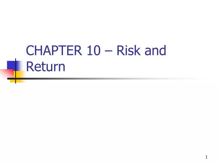 chapter 10 risk and return