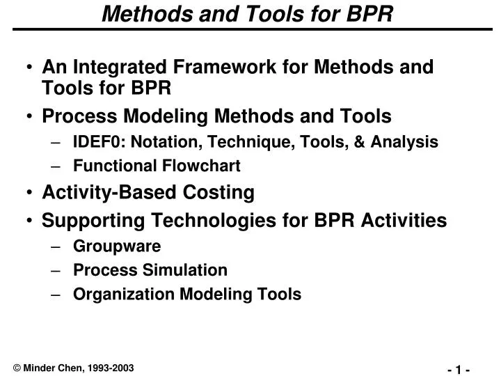 methods and tools for bpr