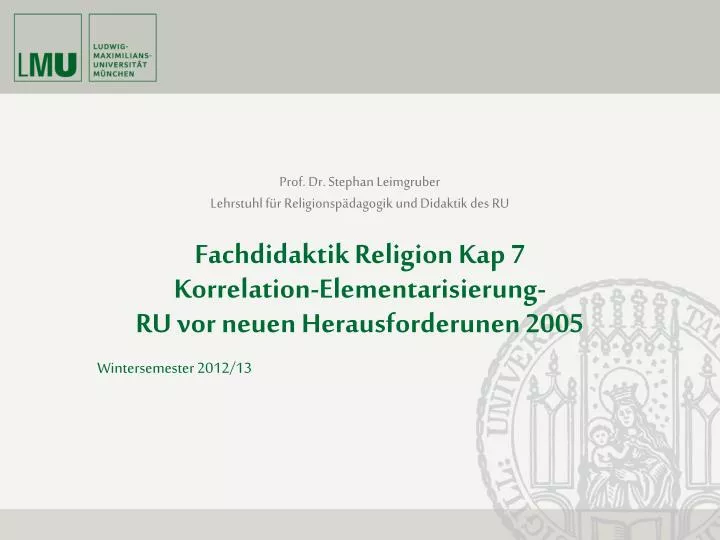 fachdidaktik religion kap 7 korrelation elementarisierung ru vor neuen herausforderunen 2005