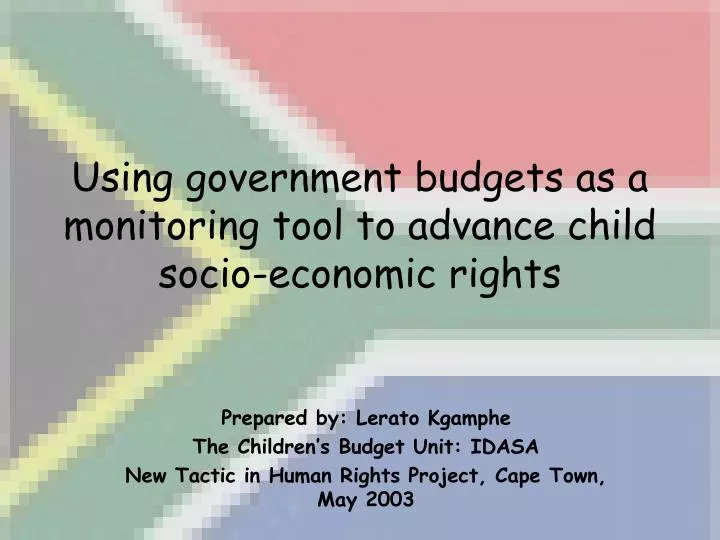using government budgets as a monitoring tool to advance child socio economic rights