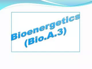 Bioenergetics (Bio.A.3)