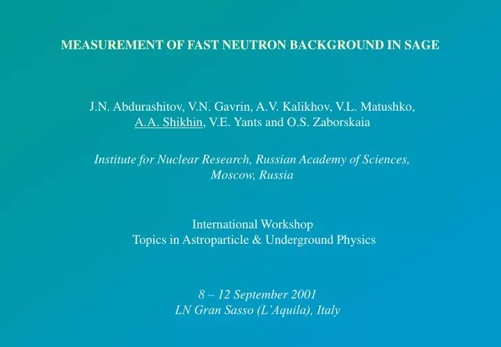 measurement of fast neutron background in sage