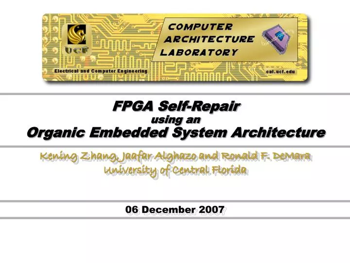 fpga self repair using an organic embedded system architecture