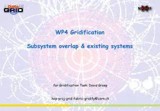 WP4 Gridification Subsystem overlap &amp; existing systems